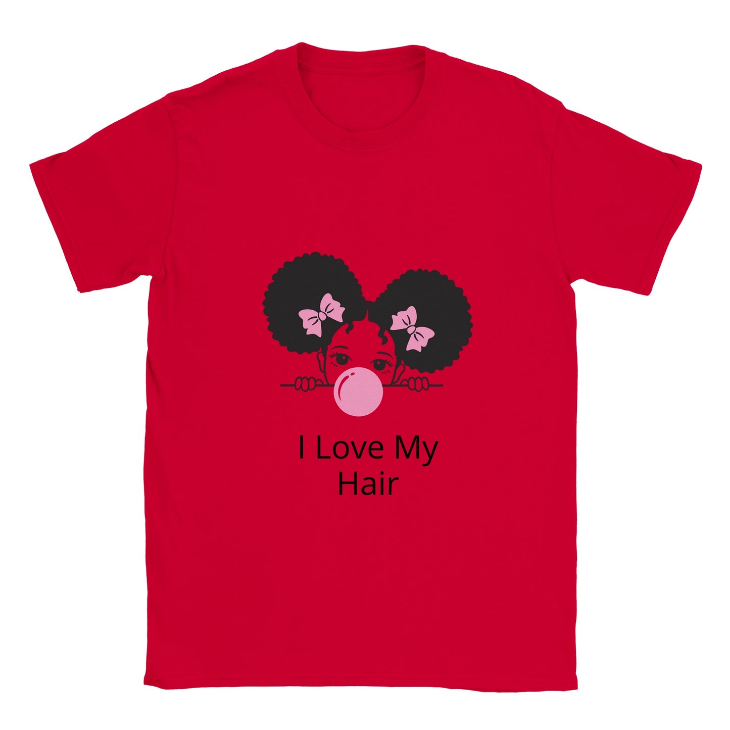 I Love My Hair Kids Crew-neck T-shirt (black text)