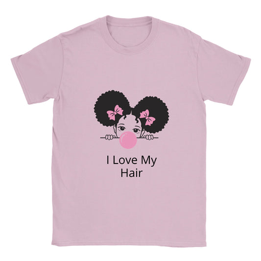 I Love My Hair Kids Crew-neck T-shirt (black text)