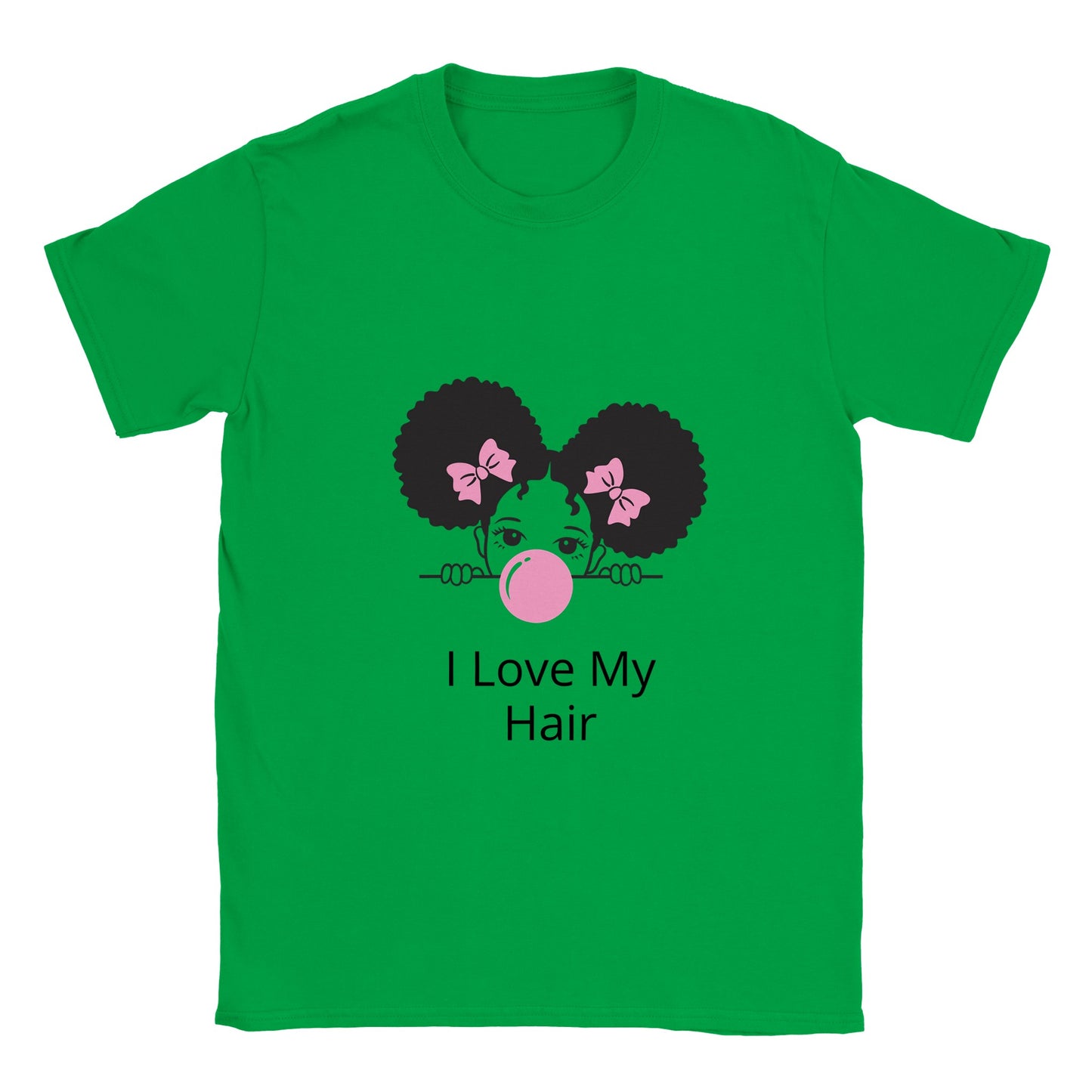 I Love My Hair Kids Crew-neck T-shirt (black text)