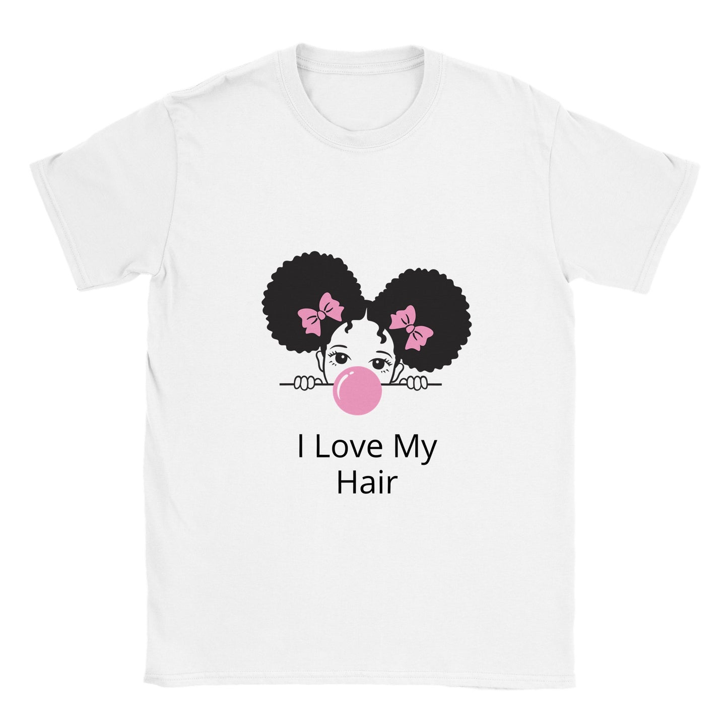 I Love My Hair Kids Crew-neck T-shirt (black text)